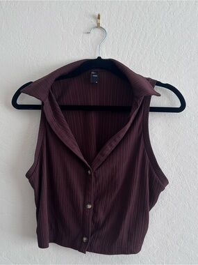 Cider y2k Chocolate Brown Ribbed Blouse